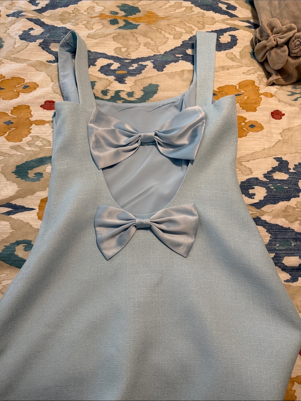 Sleeveless Square-Neck Mini Dress in Light Blue